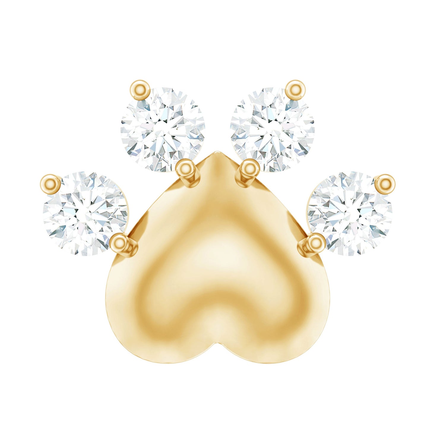 Diamond and Heart Dog Paw Print Cartilage Earring