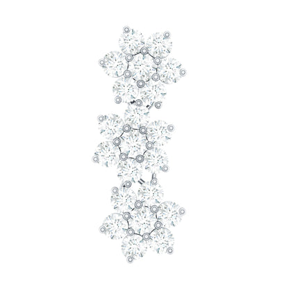 Diamond Three Flower Crawler Earring for Helix Piercing