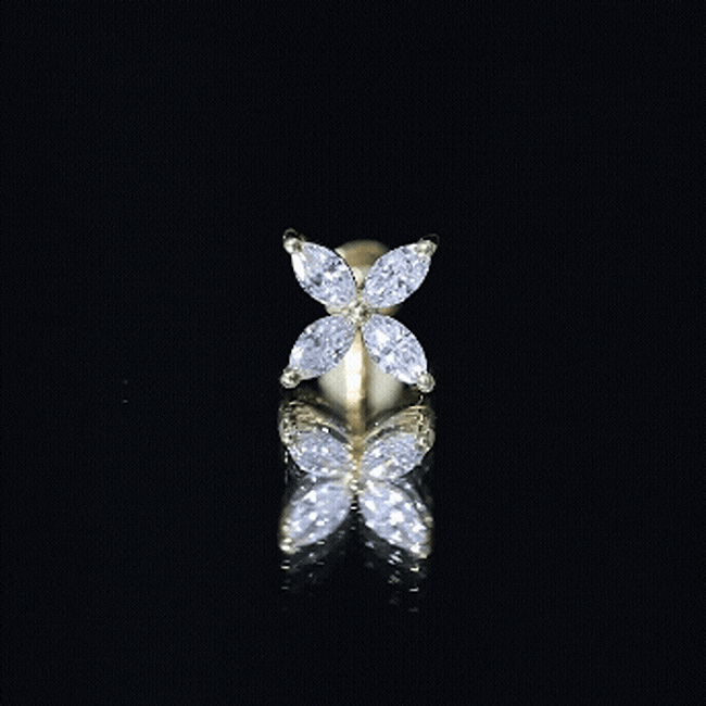 Marquise Four Petal Flower Cartilage Earring