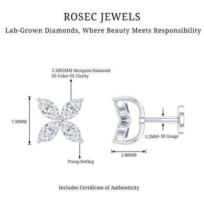 Marquise Four Petal Flower Cartilage Earring