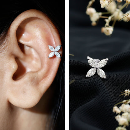 Marquise Four Petal Flower Cartilage Earring