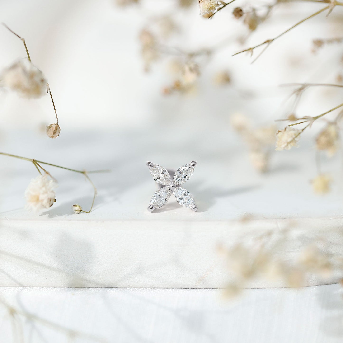 Marquise Four Petal Flower Cartilage Earring