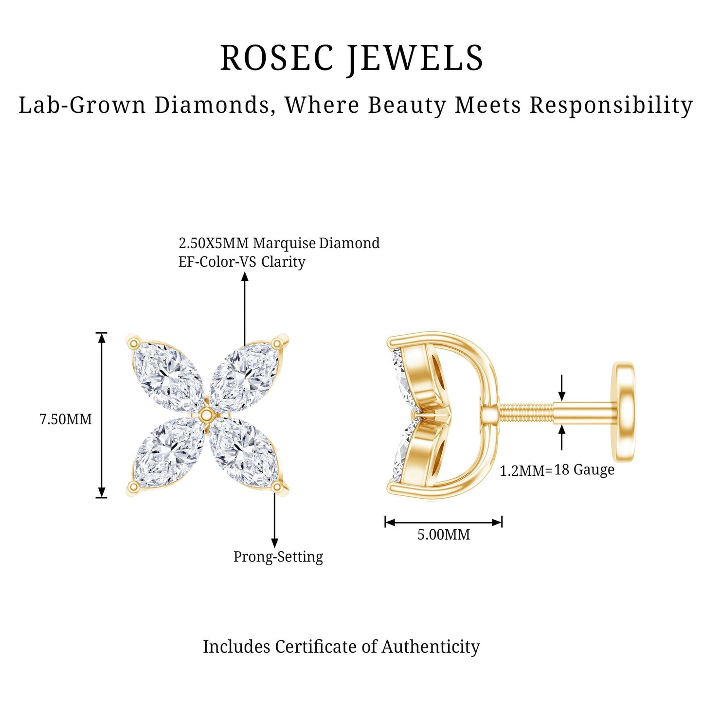 Marquise Four Petal Flower Cartilage Earring