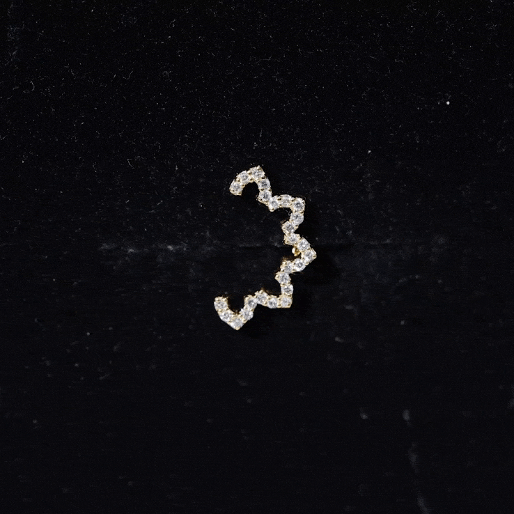 Certified Diamond Curved Floral Earring for Cartilage Piercing