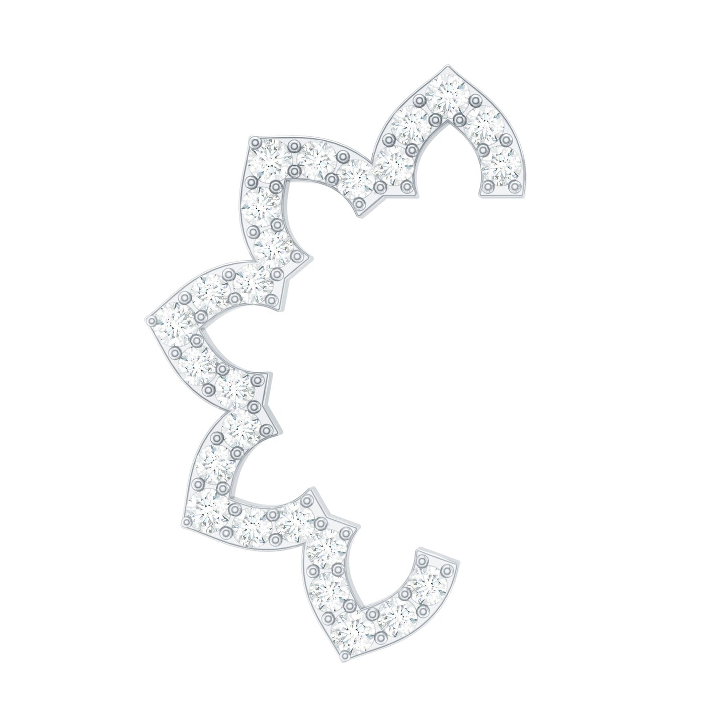 Certified Diamond Curved Floral Earring for Cartilage Piercing