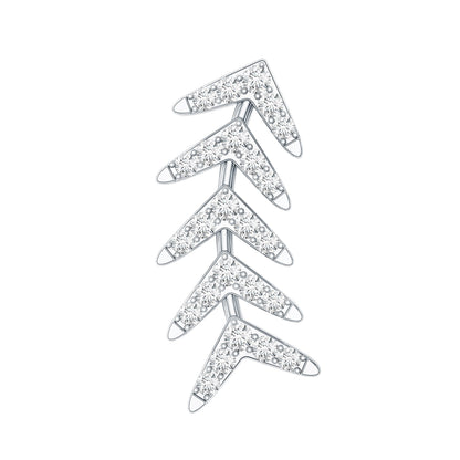 Minimalist Diamond Leaf Crawler Earring for Helix Piercing