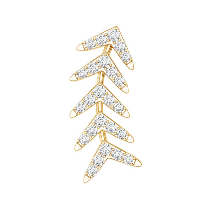 Minimalist Diamond Leaf Crawler Earring for Helix Piercing