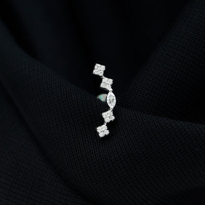 Elegant Diamond Ear Crawler Earring for Helix Piercing