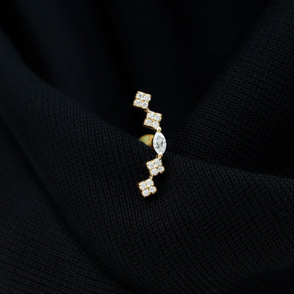 Elegant Diamond Ear Crawler Earring for Helix Piercing