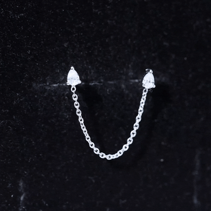 Pear Shape Diamond Chain Double Piercing Earring