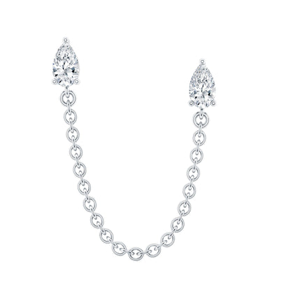 Pear Shape Diamond Chain Double Piercing Earring