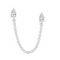 Pear Shape Diamond Chain Double Piercing Earring
