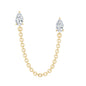 Pear Shape Diamond Chain Double Piercing Earring
