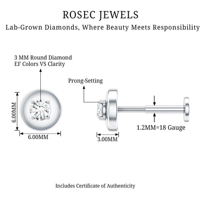 Classic Diamond Solitaire Helix Piercing Earring