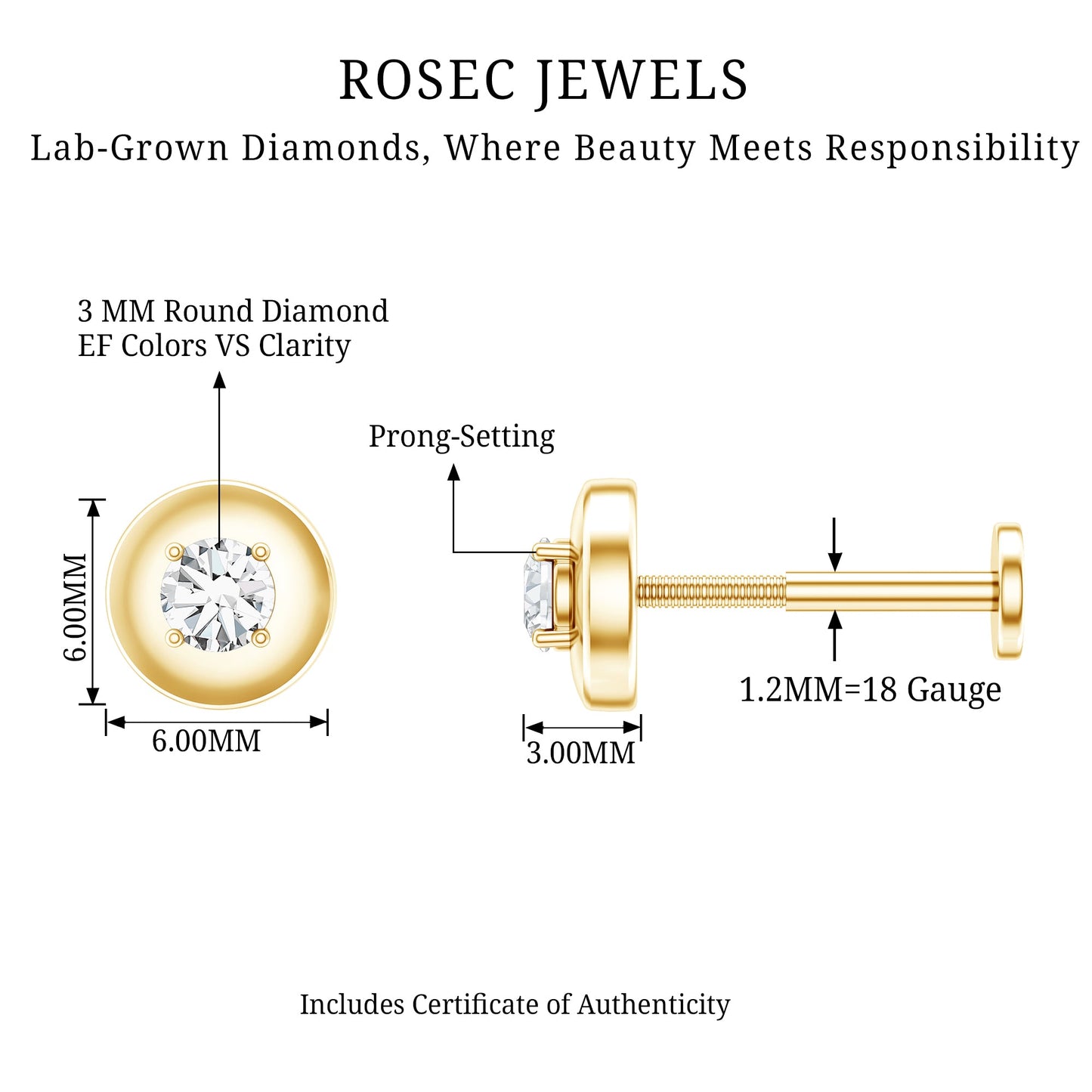 Classic Diamond Solitaire Helix Piercing Earring