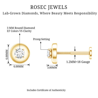 Classic Diamond Solitaire Helix Piercing Earring