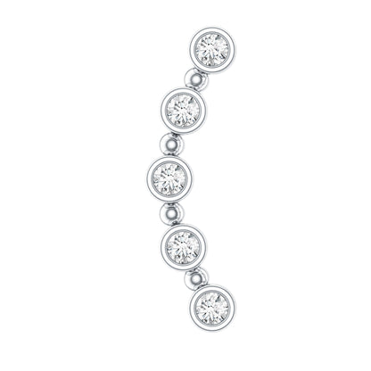 Bezel Set Diamond Crawler Earring for Cartilage Piercing