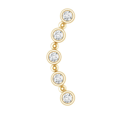 Bezel Set Diamond Crawler Earring for Cartilage Piercing