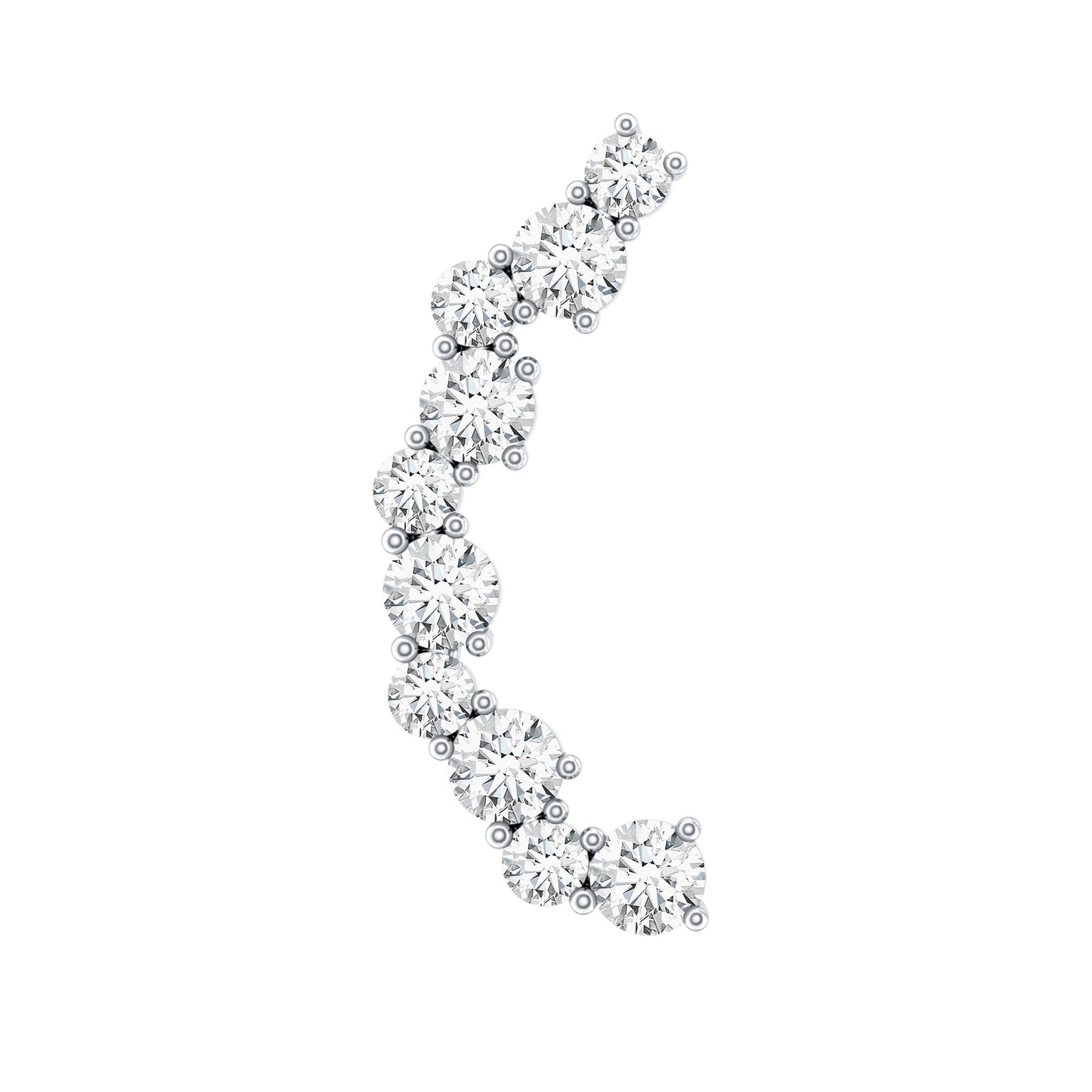 Certified Diamond Curved Crawler Earring for Women