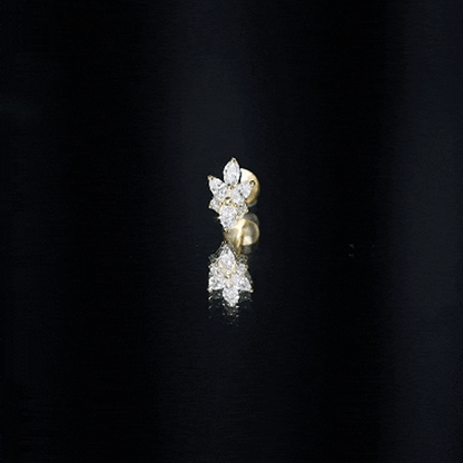 Marquise Diamond Cluster Flower Earring with Flat Back