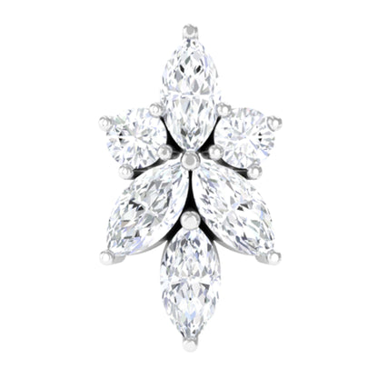 Marquise Diamond Cluster Flower Earring with Flat Back