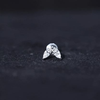 Marquise Diamond Two Stone Earring for Tragus Piercing
