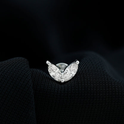 Marquise Diamond Two Stone Earring for Tragus Piercing