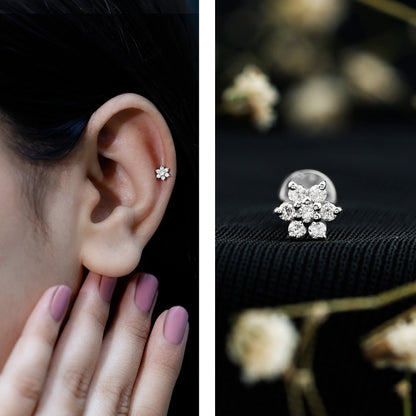 Simple Diamond Flower Cartilage Earring