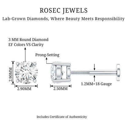 Minimalist Diamond Solitaire Conch Earring