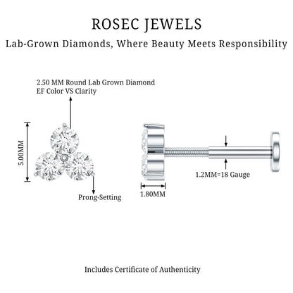 Dainty Diamond Trio Earring for Helix Piercing