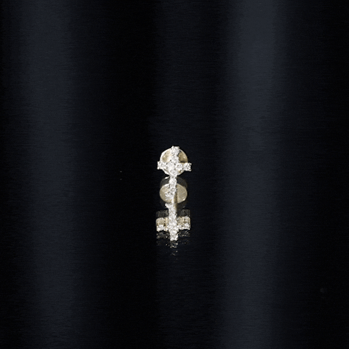 Minimalist Diamond Cross Cartilage Earring