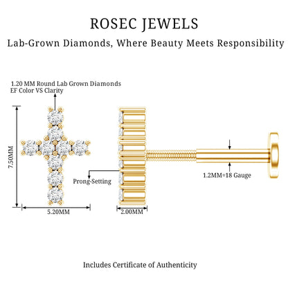 Minimalist Diamond Cross Cartilage Earring