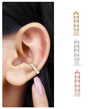 Certified Diamond Helix Huggie Hoop Earring