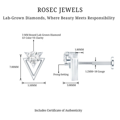Simple Diamond Solitaire Triangle Cartilage Earring
