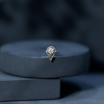 Simple Diamond Solitaire Triangle Cartilage Earring