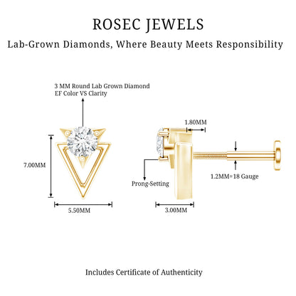 Simple Diamond Solitaire Triangle Cartilage Earring