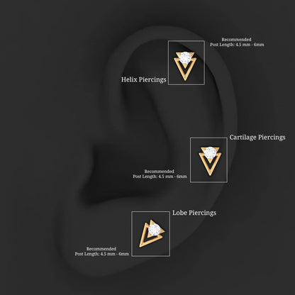 Simple Diamond Solitaire Triangle Cartilage Earring