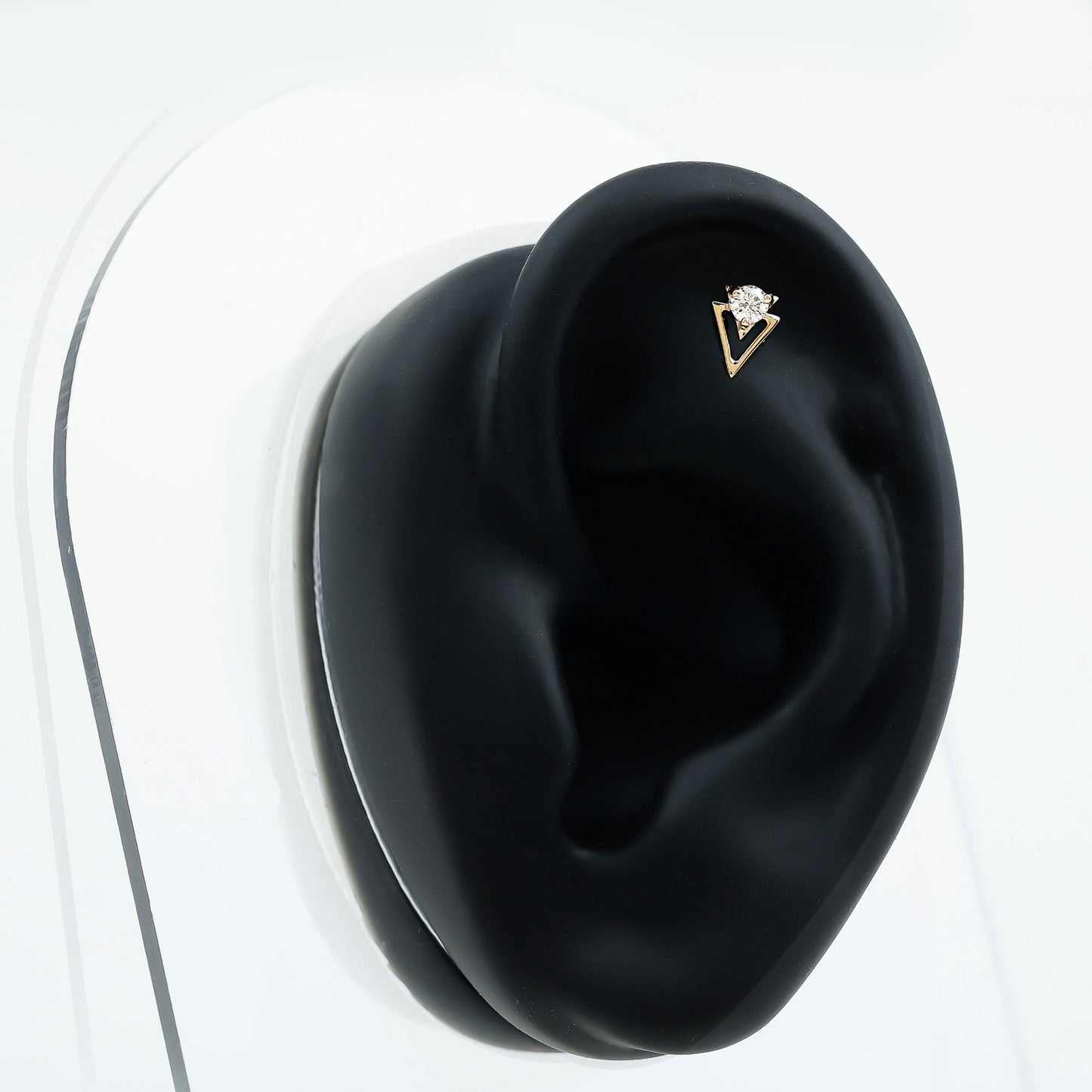 Simple Diamond Solitaire Triangle Cartilage Earring