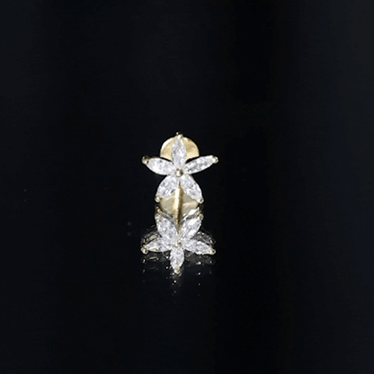Marquise Diamond Floral Upper Lobe Earring