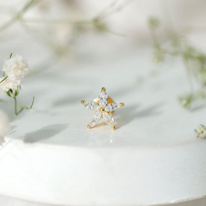 Marquise Diamond Floral Upper Lobe Earring