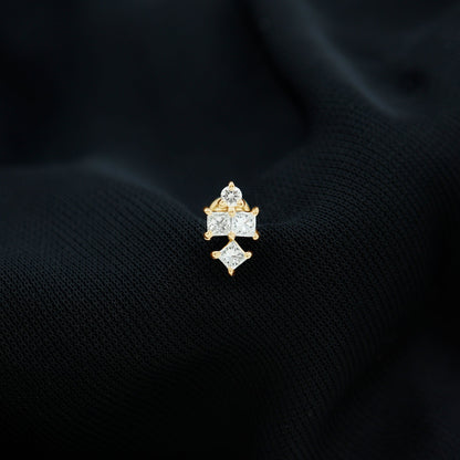 Princess Cut Diamond Helix Piercing Earring for Women