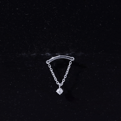 Single Diamond Hidden Helix Earring with Chain