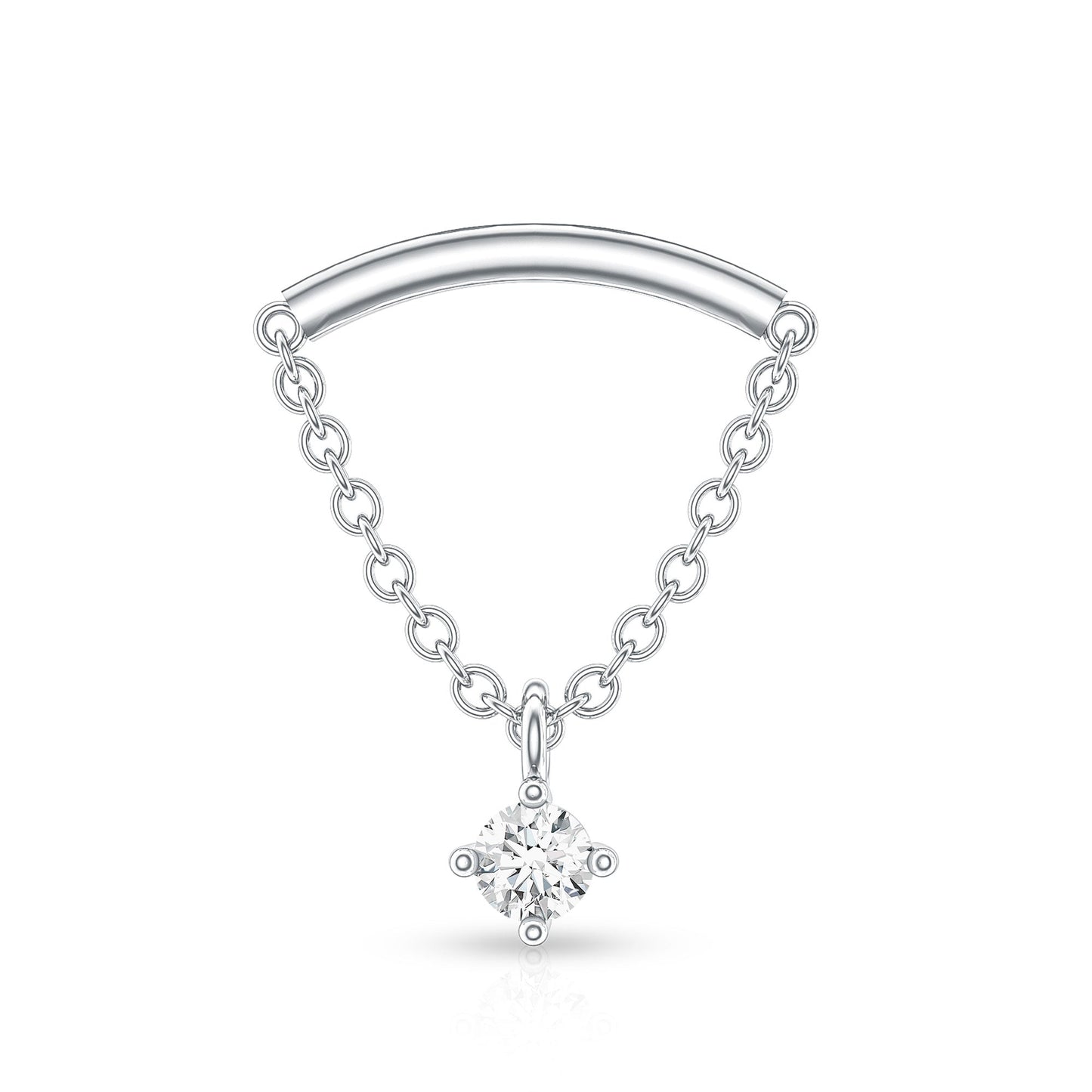 Single Diamond Hidden Helix Earring with Chain