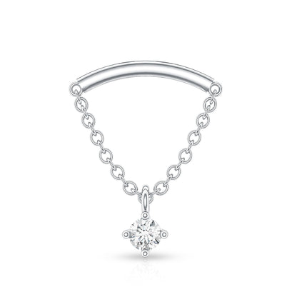 Single Diamond Hidden Helix Earring with Chain