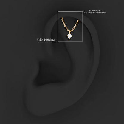 Single Diamond Hidden Helix Earring with Chain