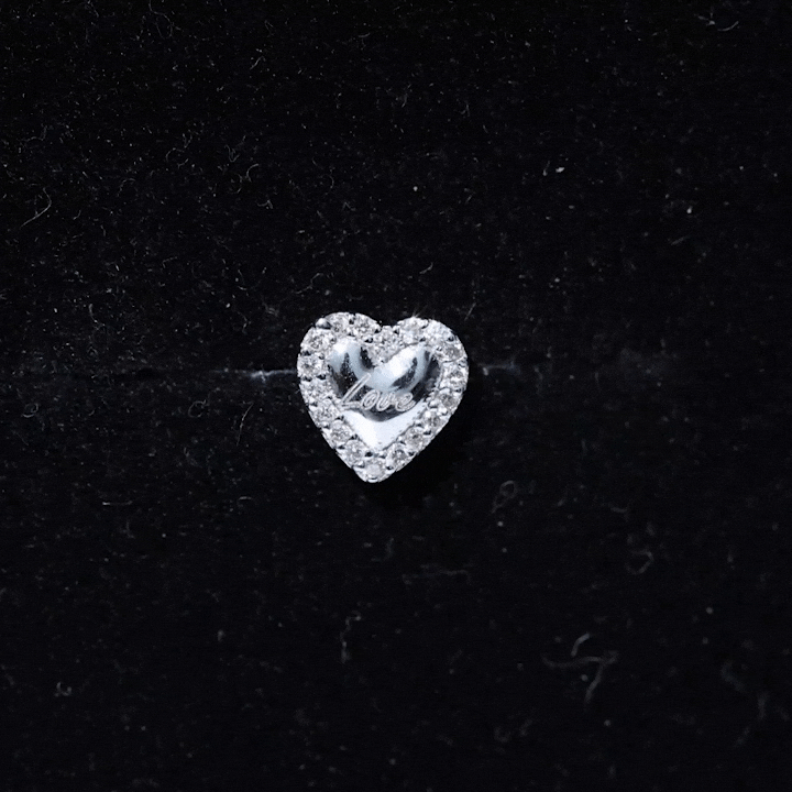 Cute Diamond Love Heart Earring for Helix Piercing