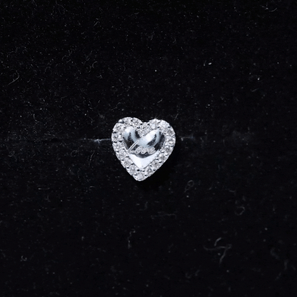 Cute Diamond Love Heart Earring for Helix Piercing