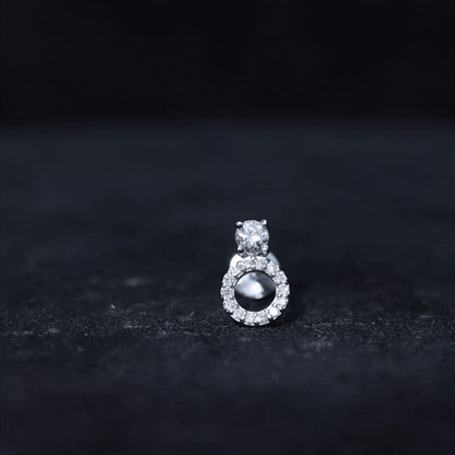 Minimalist Diamond Open Circle Helix Earring