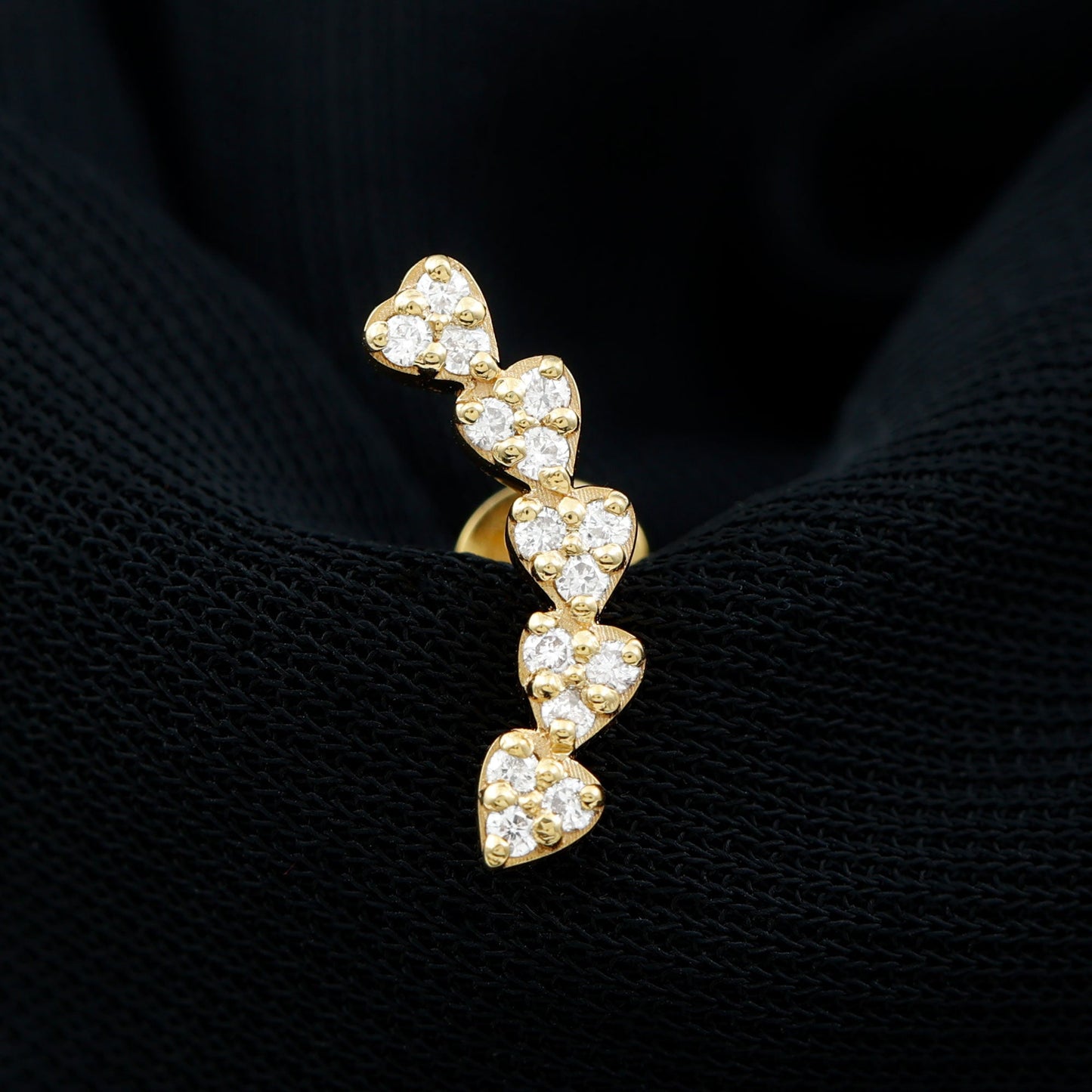 Diamond Heart Crawler Earring for Helix Piercing