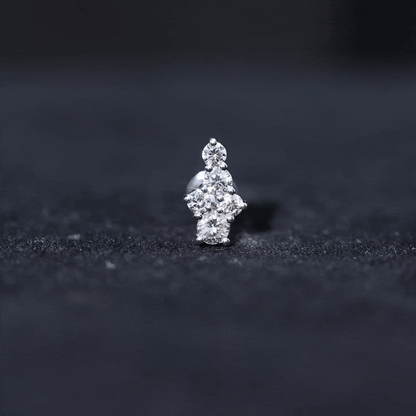 Certified Diamond Cluster Cartilage Piercing Earring